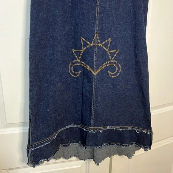 Vintage Tutti Chicca Blue Denim Embroidered Sunrise Celestial Whimsigoth - Picture 3 of 6